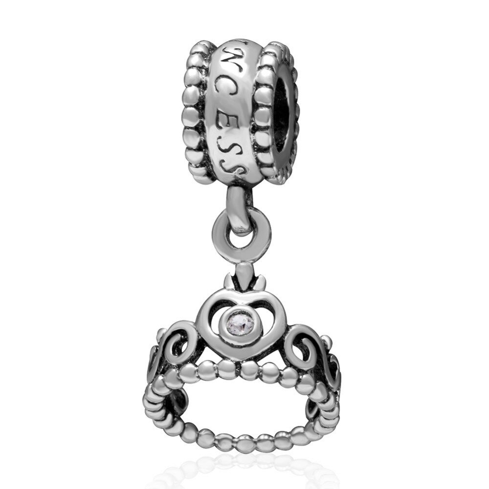 100% 925 Sterling Silver Crown Elephant Heart Shaped Rabbit Castle Tower Women Charm DIY Dangle: 2186
