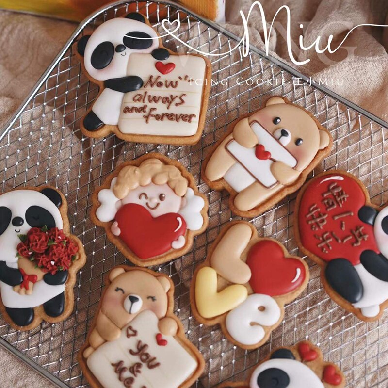 san valentino stampo per biscotti panda orso cupido angelo glassa taglierina per biscotti cartone animato 3D casa fai da te accessori per pasticceria e panetteria