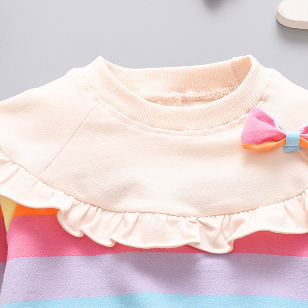 Baby Meisje Lange Mouw Tops Gestreepte Lente Herfst Verjaardag Baby T Shirts Casual Kinderen Kleding Little Girps T-shirts