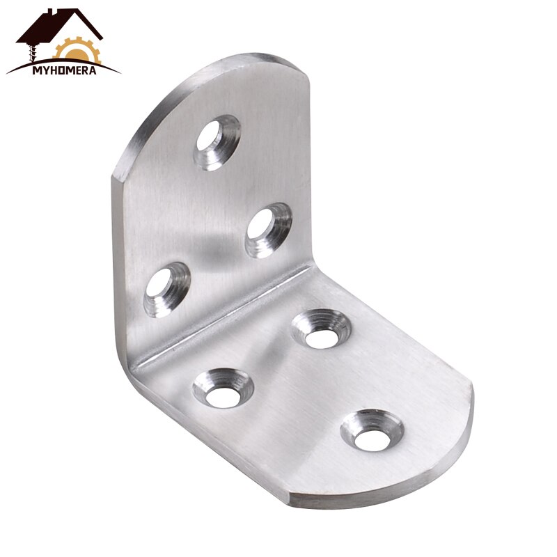 Myhomera Stainless Steel Corner Brackets Joint Fastener Fixed Connector Corner Bracket Code Hardware for Shelf Chair Board Table