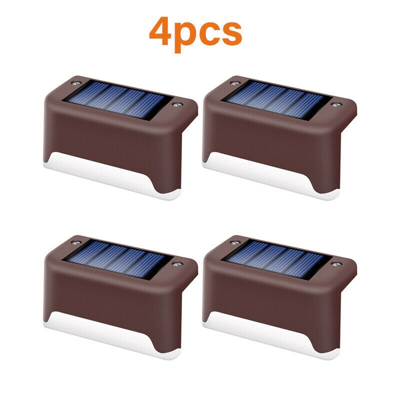 Luces Solares LED escalera de sendero luz exterior lámpara de paso jardín valla de patio pared paisaje lámpara Solar luz nocturna al aire libre: 4PCS Coffee