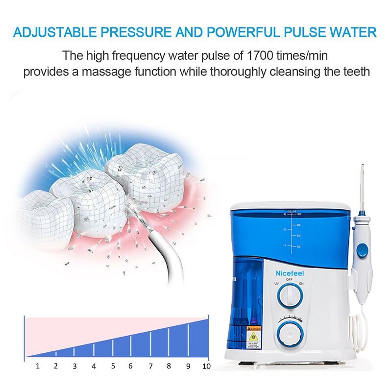 Nicefeel dental oral irrigator tænder renere vand flosser spa tandpleje ren med 7 multifunktionelle tip til familien