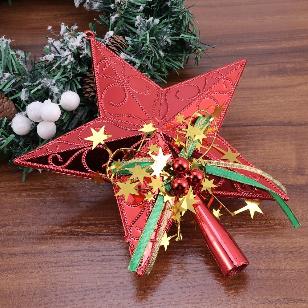20cm Christmas Tree Star Topper Glittering Christmas Tree Decoration Ornaments (Golden): Red