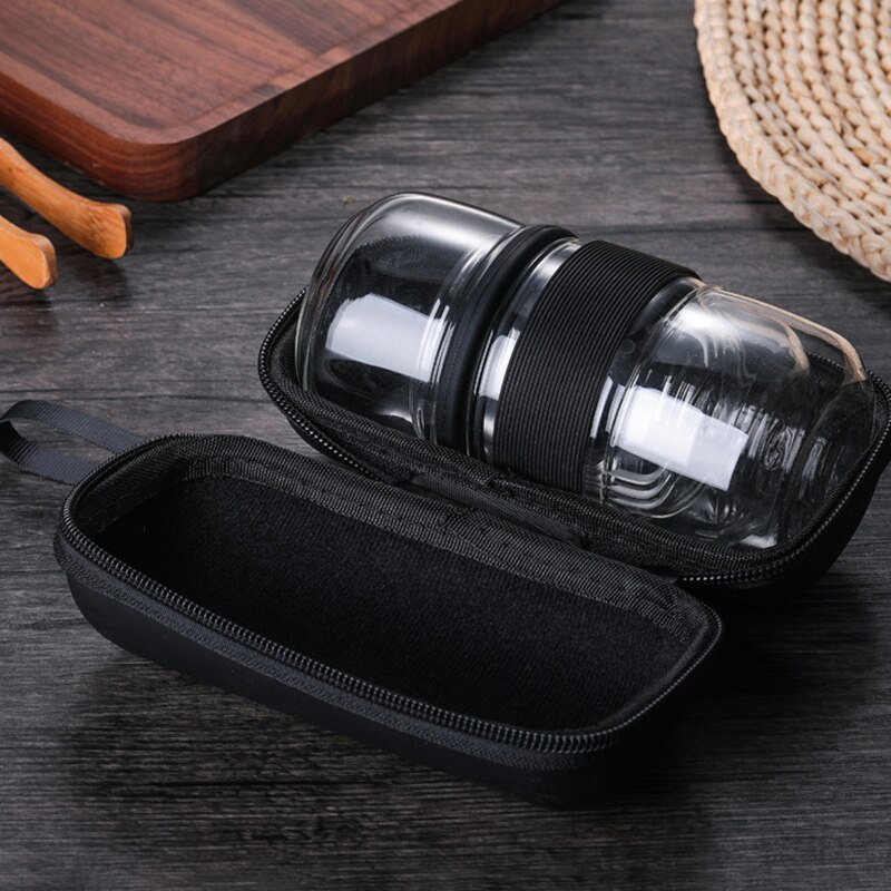 Service à thé en verre de voyage, à haute teneur en borosilicate, à passage rapide, fait à la main, 1 pot et 1 tasse