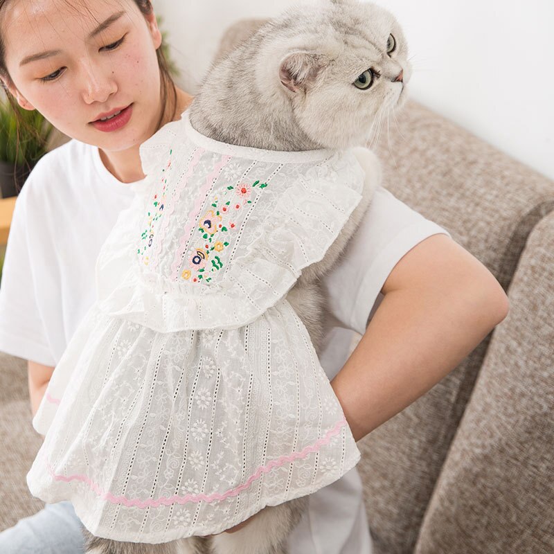 Pet Clothing Cartoon Clothes for Dog Solid Dresses Small Costume Flower Daisy Print Dogs Cute Spring Summer Thin Collar Perro