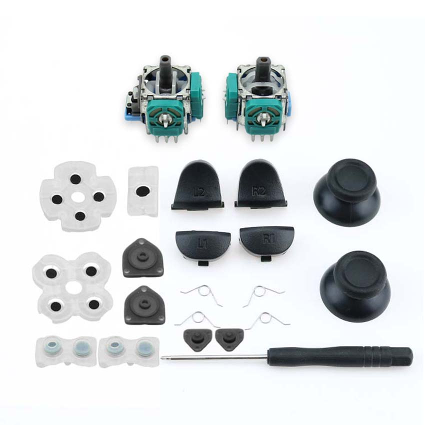 Voor PS4 Jds 030 011 040 050 Controller Reparatie Set L1 R1 L2 R2 Trigger Knoppen 3D Analoge Sticks Cap geleidende Rubber Schroevendraaier