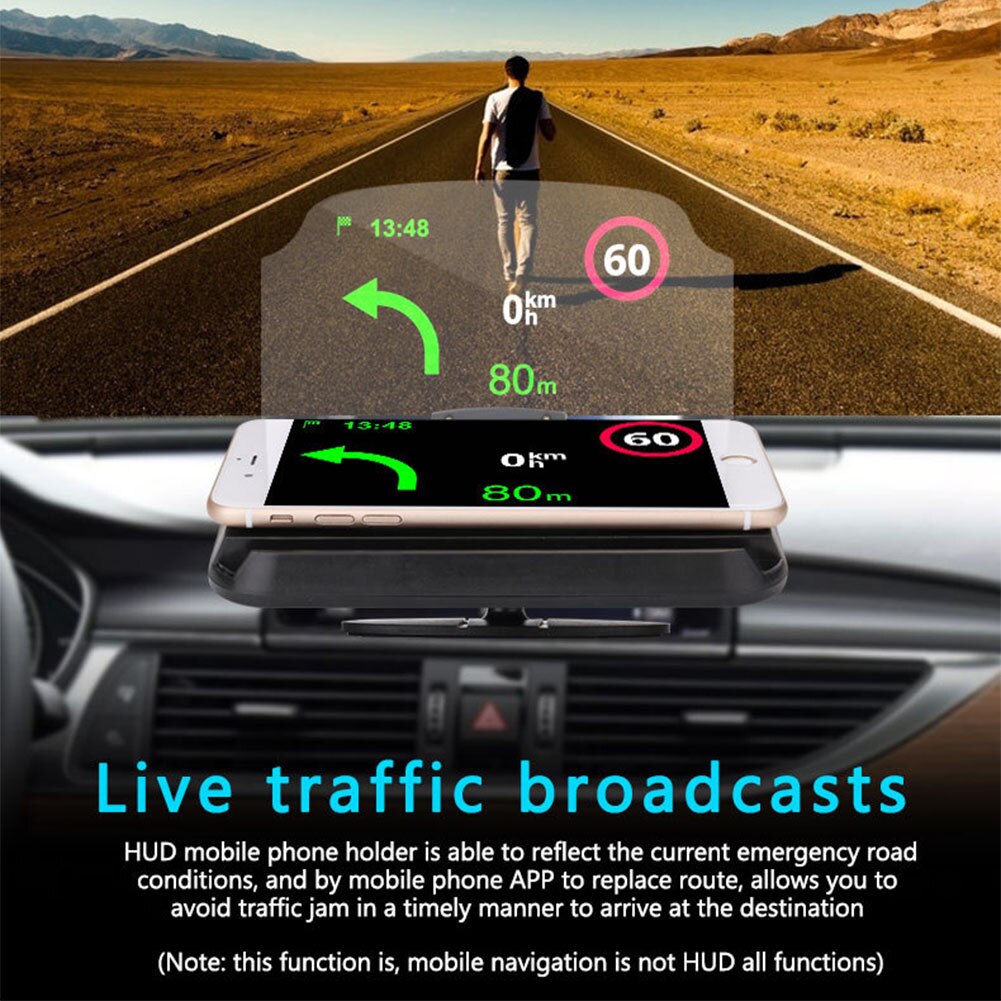 Portable Car GPS Navigation Driving Clear Safe Speed Warning Universal Smart HD Phone Holder Projector Head Up Display