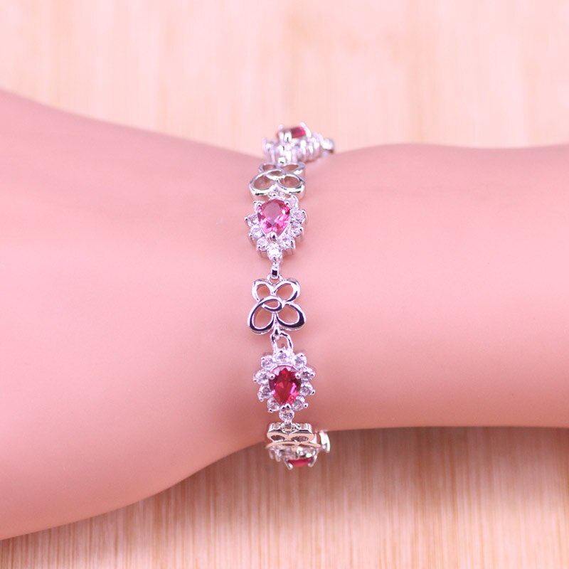 Risenj Silber 925 Schmuck Prinzessin Rosa Glück Kreis Schmuck einstellen Für Frauen Zucht Ohrringe Ring Halskette Armbinde einstellen groß