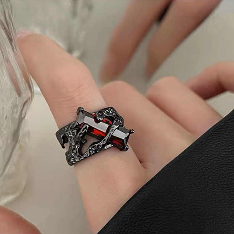 Kpop gotisch Ästhetische Metall Dornen Liebe Herz Punk Offenen Ring Für Frauen Mädchen Jahrgang-Schmuck Y2K EMO Grunge Zubehör