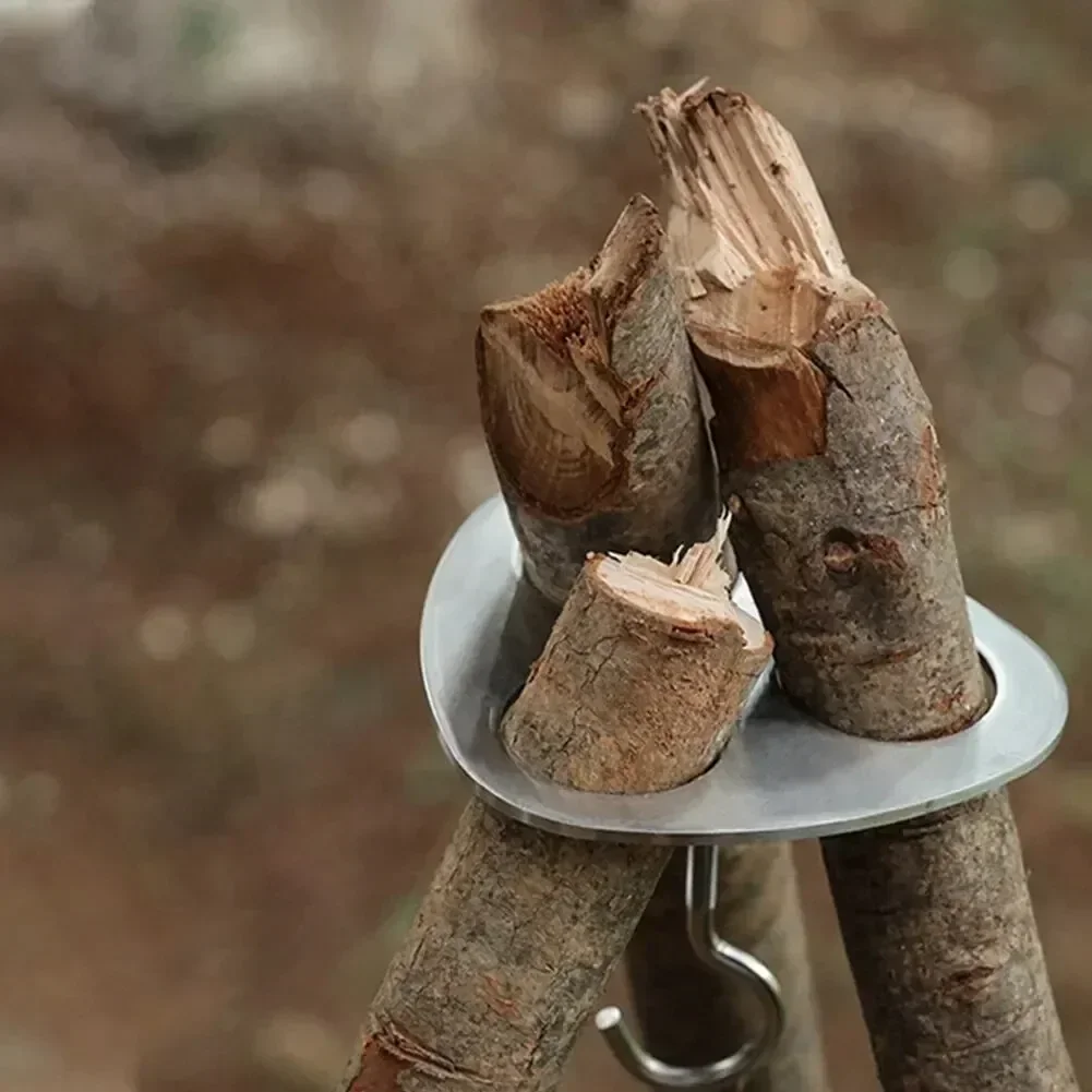 Portable Detachable Outdoor Barbecue Tripod Hanging Rack Stainless Steel Camping Campfire Grill Pot Triangle Stand Set