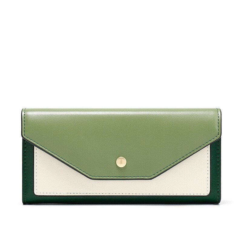 Firmranch Vrouwen Portemonnee Mode Contrast Kleur Ins Grote Capaciteit Lange Bankbiljet Bankkaart Hand Purse: green