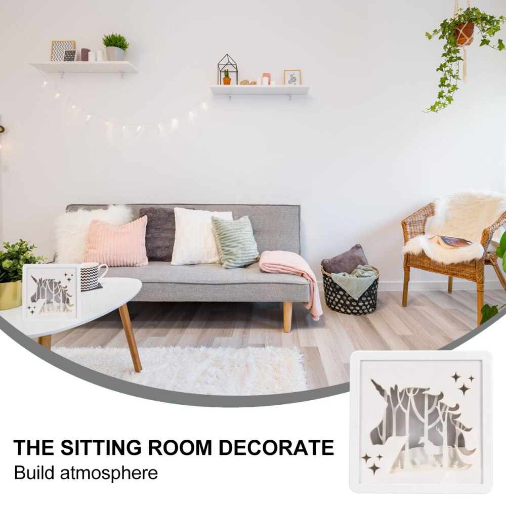 Caja de Luz Retro Para interior, luz de grabado en papel 3D cuadrada (batería blanca)