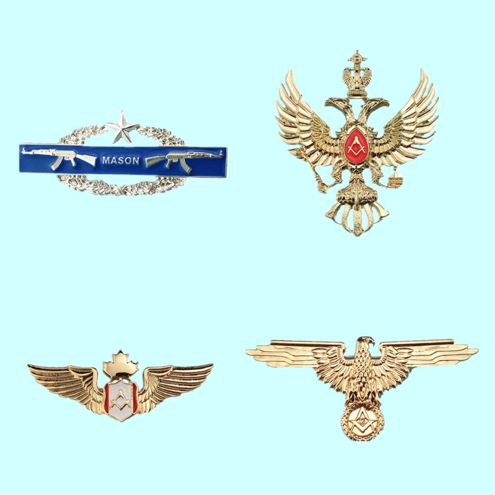 4 pcs Duitsland mason badge Creatieve Canada Vrijmetselaar Medaille Badge Pin ONS Vrijmetselaar Medaille Amerikaanse Mason Emblem Masonic badge