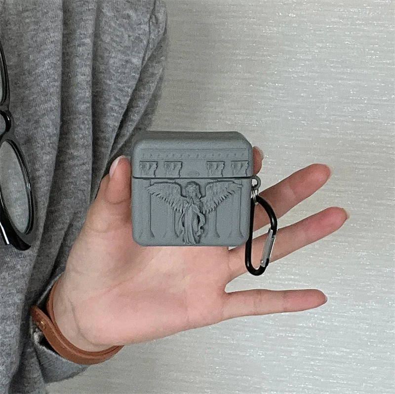 Niedliche Gebetsengel-Kopfhörerhülle für Apple Airpods 2 3 Pro 2, Silikon-Headset-Ladehüllen für Airpod 4 Kopfhörer Funda: M / Braun