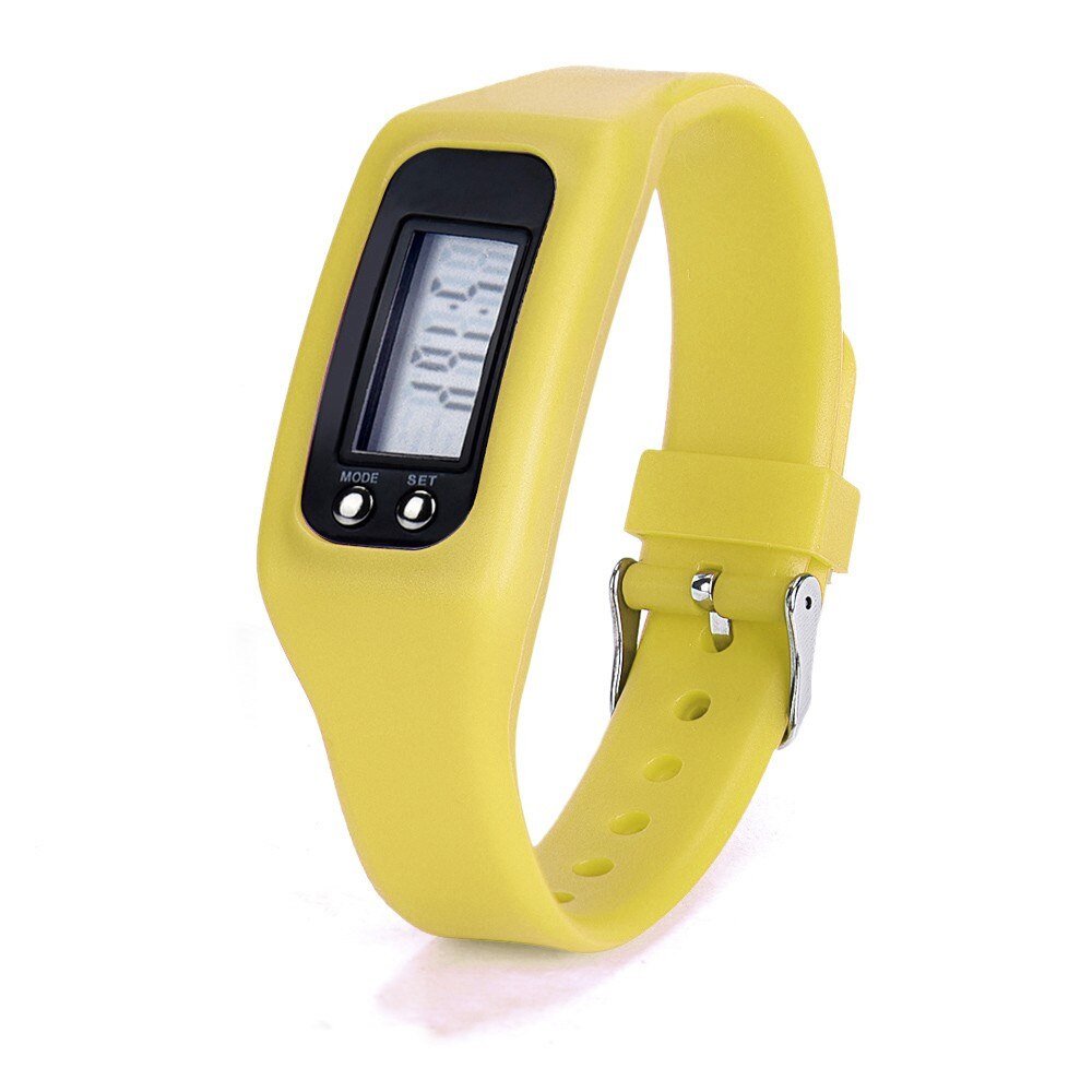 Children Silicone Digital LCD Pedometer Distance Calories Counter Sport Watch