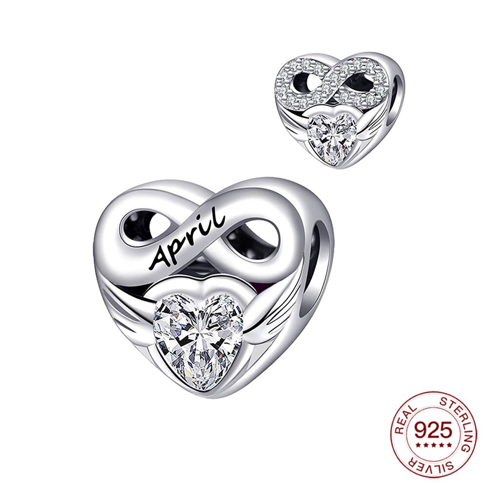 925 Zilveren Charm Vier Seizoenen Lucky Stone Charm Hart Glanzend Zirkoon Hanger Fit Originele 3Mm Armband Voor Vrouwen Sieraden: BMT180-4