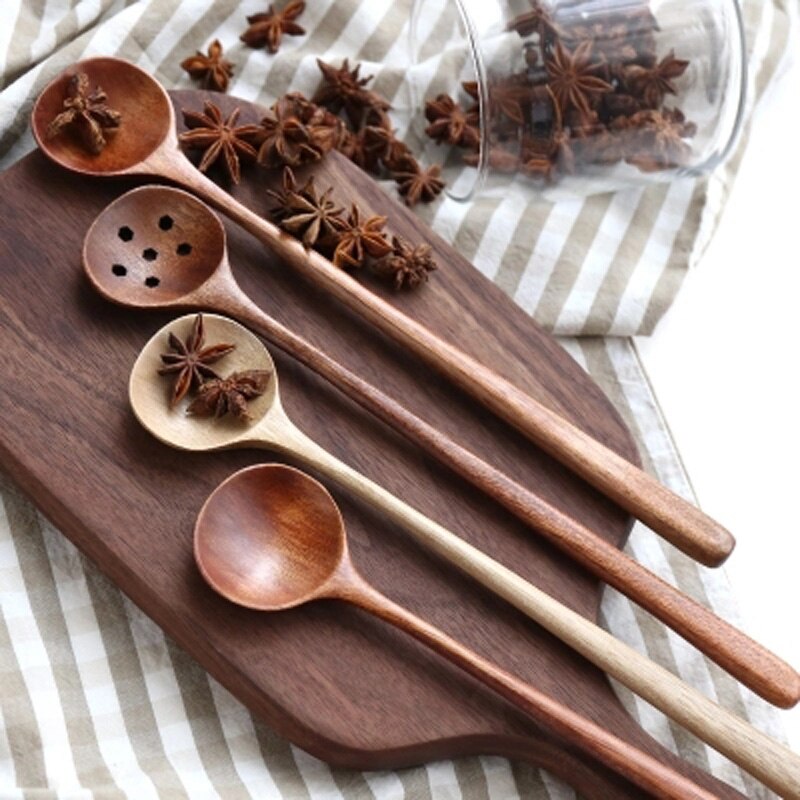 Série japonaise en bois massif cuillère Nanmu marmite en bois longue poignée cuillère cuillère à remuer Sauce