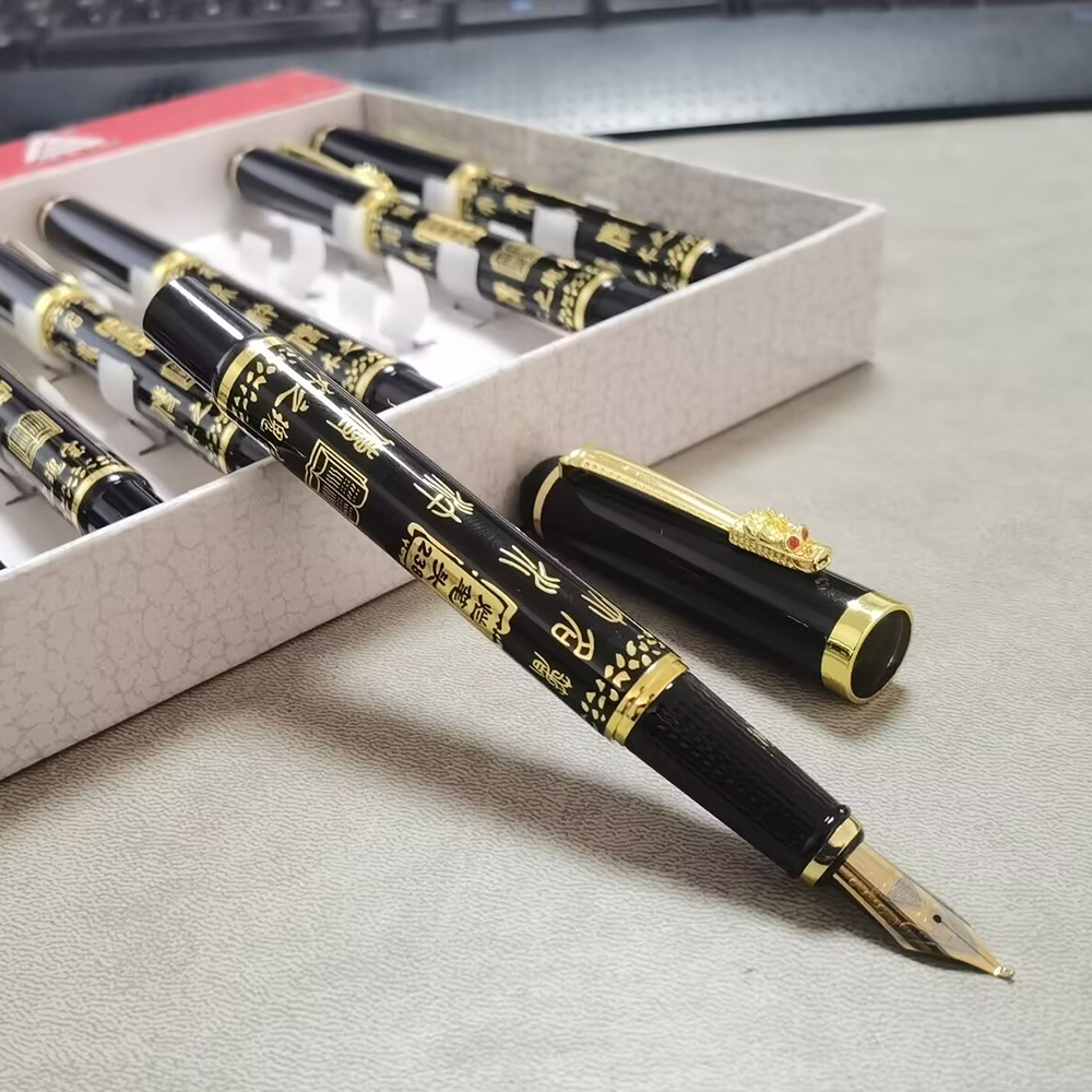 Pluma estilográfica fina 1 bolígrafo Plus, dos puntas, estilo clásico chino, caligrafía, escritura, firma, bolígrafo de , material de papelería para estudiantes y oficina