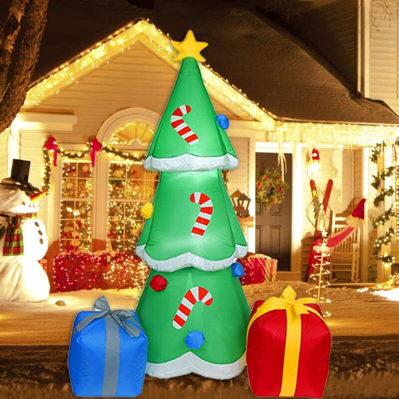 160Cm Giant Opblaasbare Kerstboom Met Geschenkdozen Led Verlichte Speelgoed Verjaardag Bruiloft Christmas Party Props Yard Home Deco