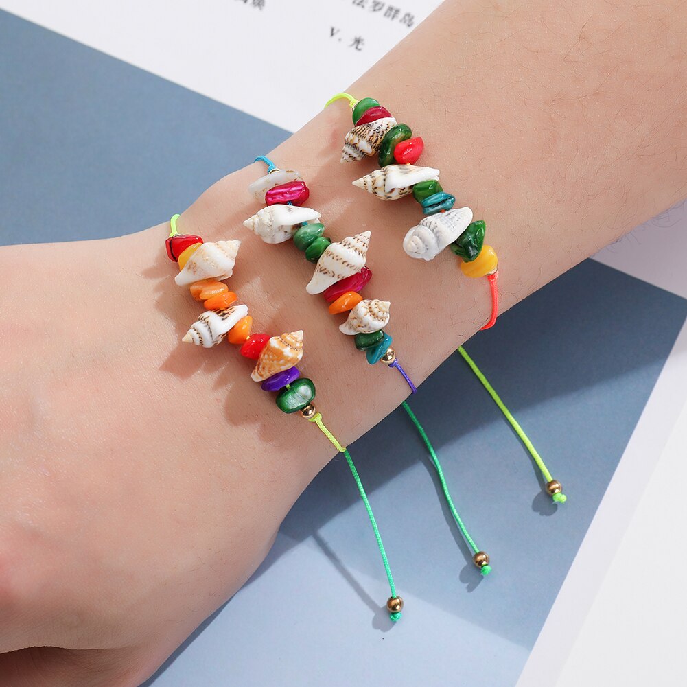 12 Stuks Schelp Armband Enkelband Charm Kralen Zee Handgemaakte Boho Verstelbare Braid Enkelbandje Voet Sieraden Voor Vrouwen Meisje