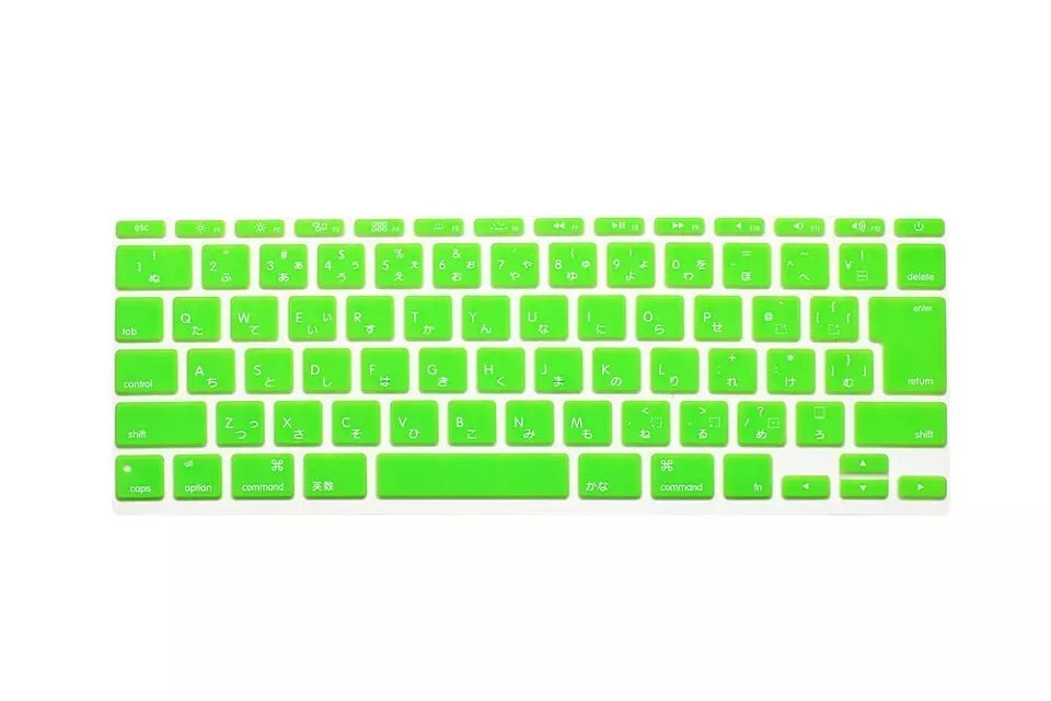 Japonais anglais japon JP Version Silicone clavier couverture peau protecteur couverture pour Apple MacBook Air 11 "11.6 pouces A1465 A1370: green