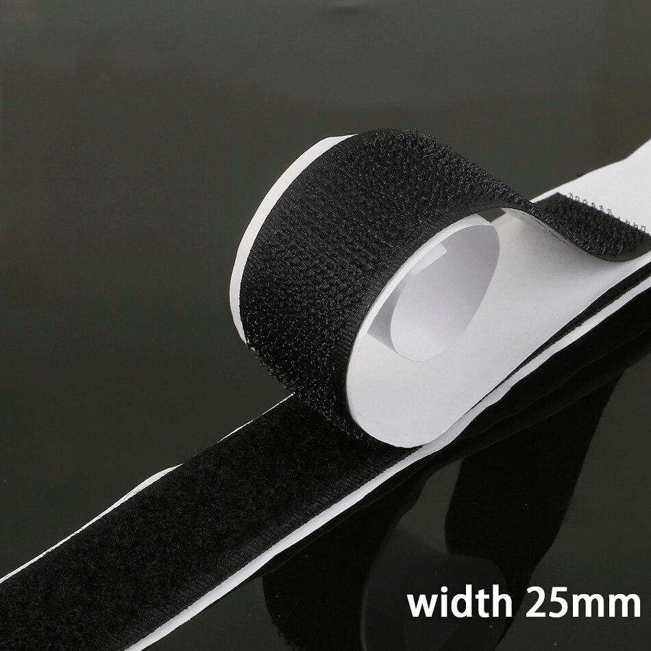 16/20/25/30/40mm*1M Black White Hook and Loop Fastener Tape Magic Nylon Sticker Adhesive Hook Loop Discs Tape Sewing Strong Glue: 25mm Black