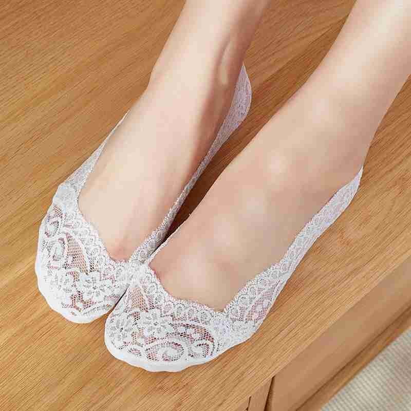 Lace Boat Socks Invisible Socks Women's Cotton Summer Low Shallow Cotton Slippers Socks Thin Non-slip Antiskid Silicone Cut X9S2