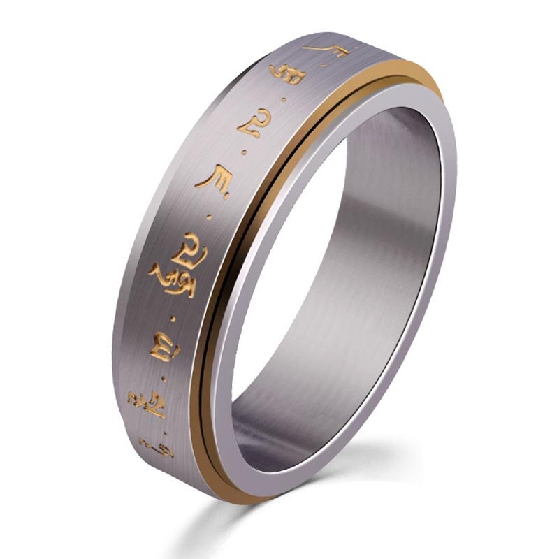 Mode Mannen Boeddha Rotatie Spinning Mantra Brief Ring Titanium Staal Fijne Sieraden Xin