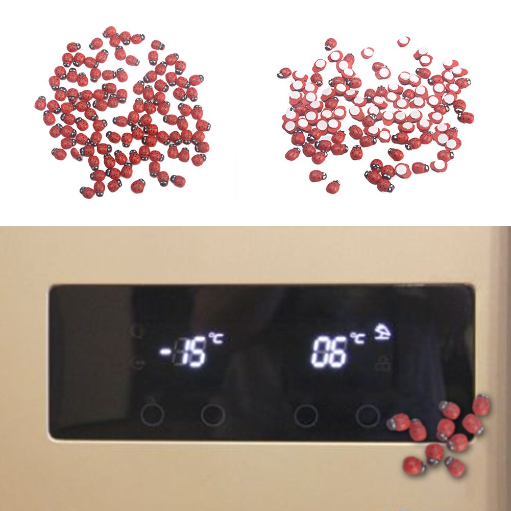 Mini Wooden Ladybug Sponge Self-adhesive Stickers Micro Landscape Decor Mini Fridge Magnets for Scrapbooking