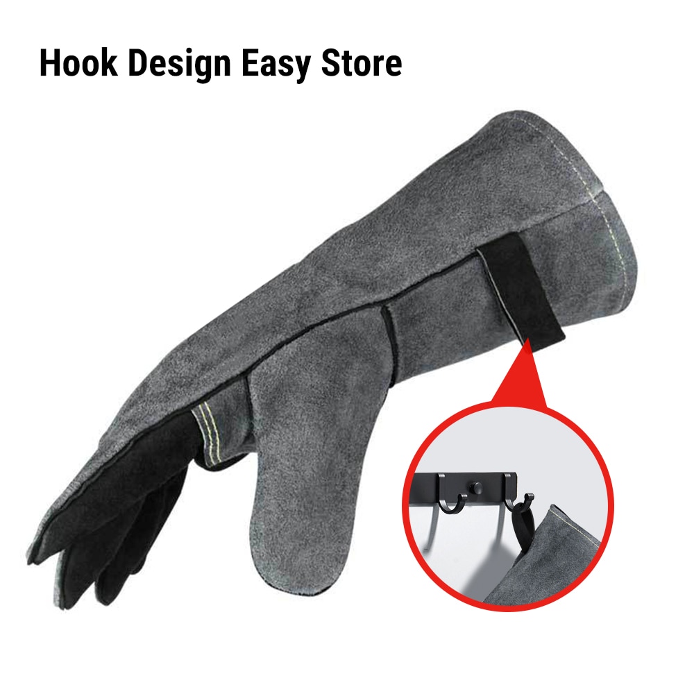 500℃ Heat Resistant Grill BBQ Gloves Leather Forge Welding Glove 40CM with Long Sleeve Microwave Oven Mitts Baking Accessories