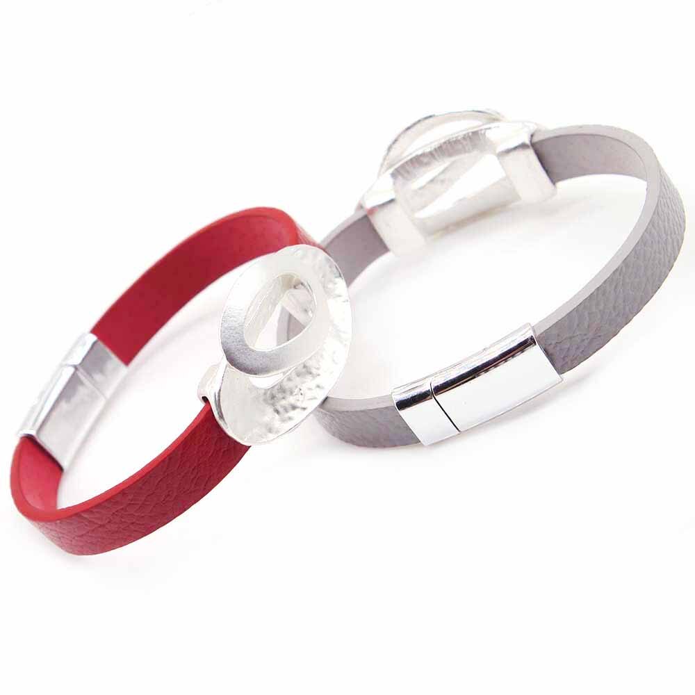 D & D Neo-Gotico Braccialetto di Cuoio di Fascino di Modo per Le Donne Femme Freddo Chiusura braccialetto Bracciali e Braccialetti Magnete metallo
