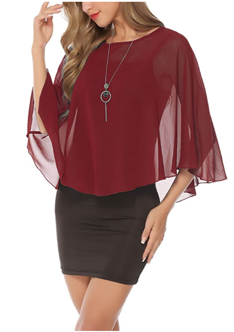 Bolero de gasa para mujer, chal, chaqueta de boda, abrigo con escote redondo, envolturas de de noche