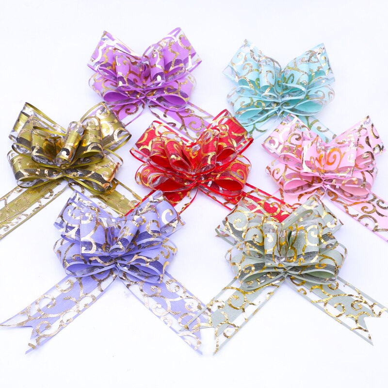 Lot de 100 beaux rubans à tirer 45mm, en rose/rouge/violet/bleu/noir, pour emballage de bouquet, décoration de voiture pour fête de noël et mariage