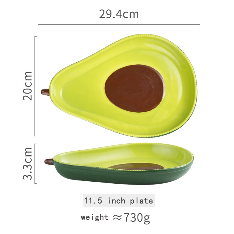 Creatieve Avocado Plaat Keramische Servies Huishoudelijke Gerechten Snack Dessert Fruit Salade Avocado Kom Porselein Servies Sets: 11.5 inch plate