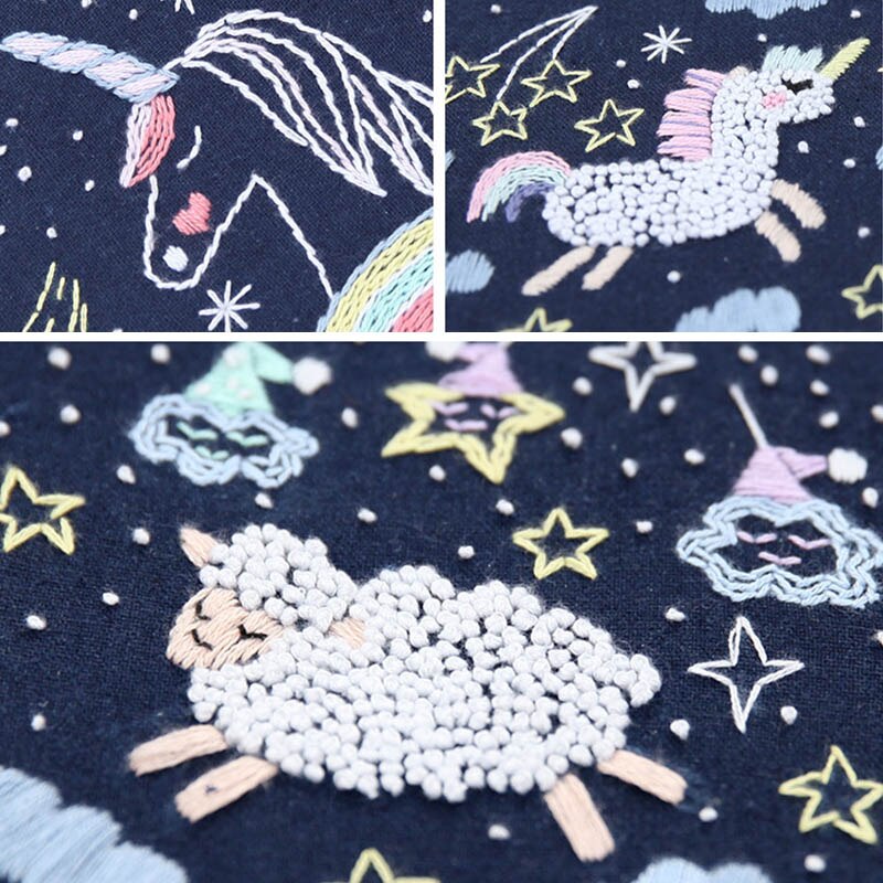 Söt tecknad djur diy broderade tillbehör kit stjärnserie broderimaterial paket hantverk broderi gör leveranser
