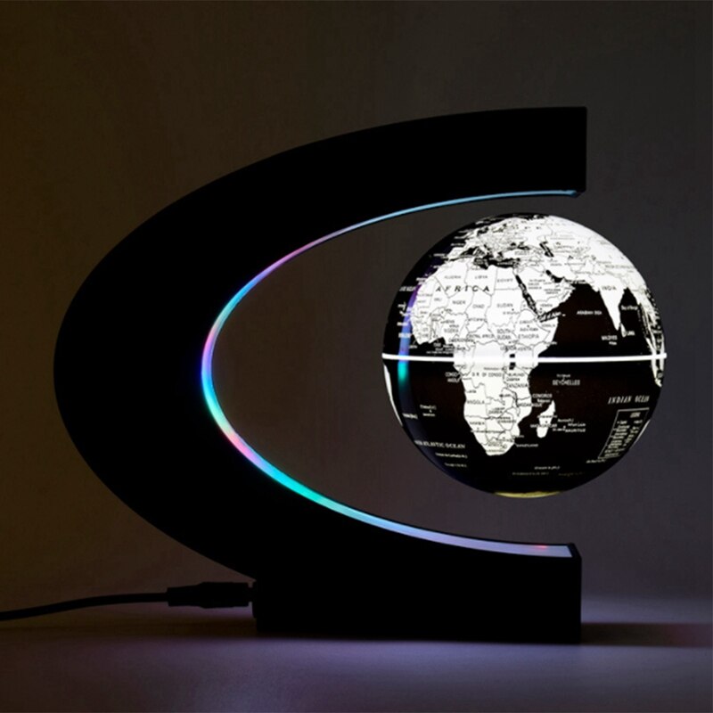 Floating Globe World Map Magnetic Levitation Globes C-Frame LED English Globe For Kids US Plug
