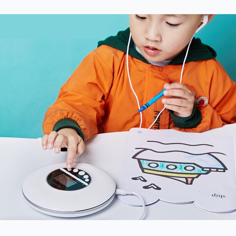 Aay-bærbar cd-afspiller, til voksne studerende børn personlig cd-afspiller med hovedtelefonstik, walkman med lcd-skærm: Hvid