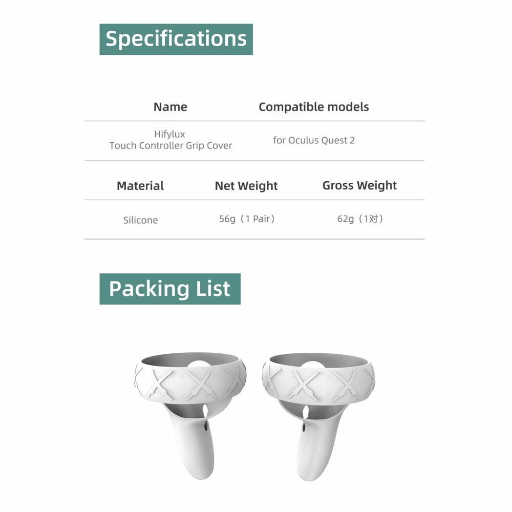 Oculus Quest 2 Touch Controller Silicone Grip Cover Protective Cover for Anti Throw Handle Sleeve VR Quest 2 Glasses Accessories