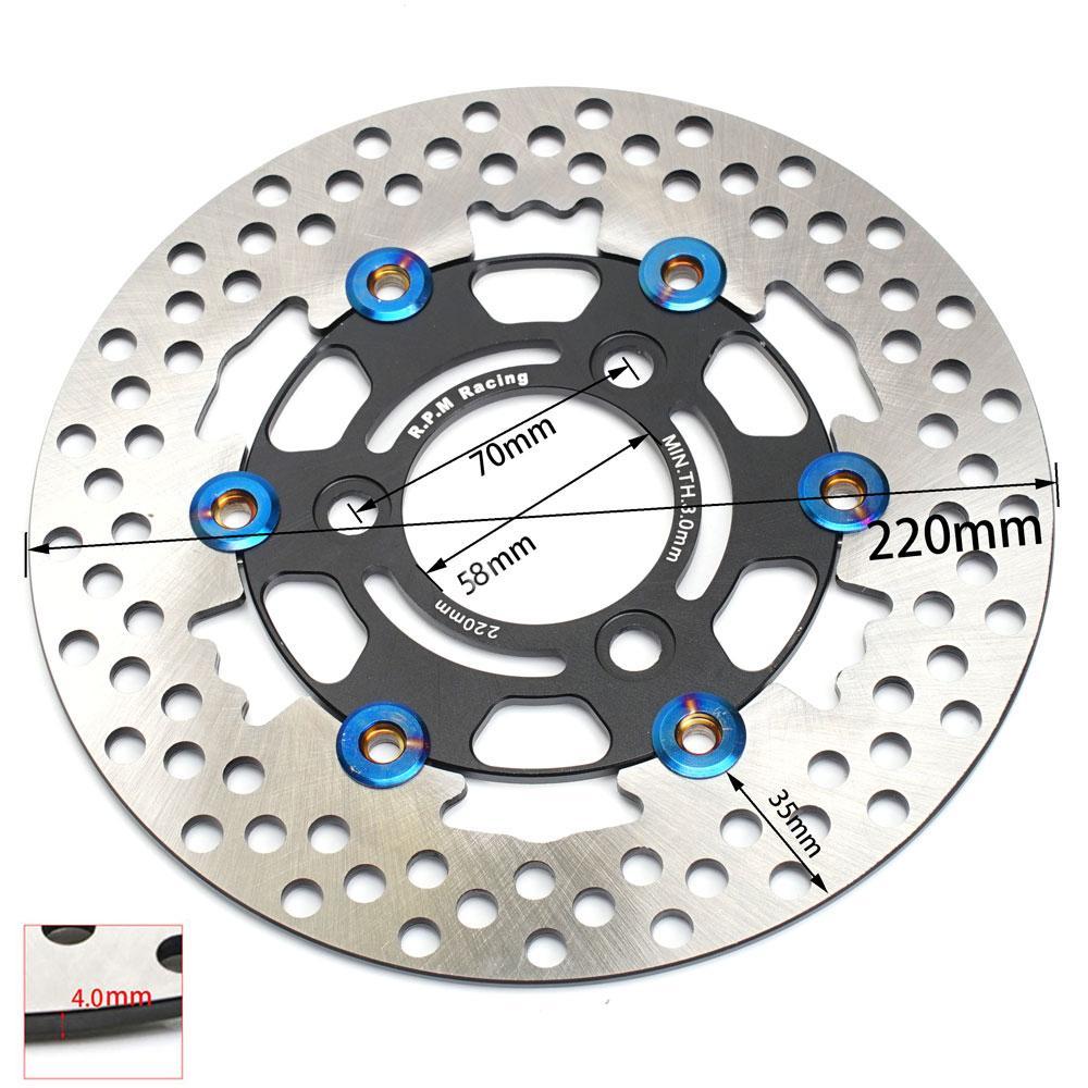 Disco de freno de motocicleta de 220mm RPM, pinza de freno de Rotor de disco flotante, rueda delantera trasera Universal de 3 orificios para patinetes Yamaha Niu
