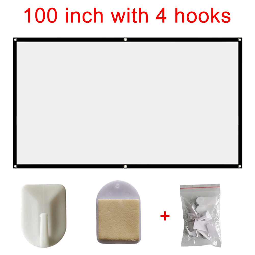 60-150 inch Foldable 16:9 Projector Screen Portable High Density White No Creases Soft Home Movie Theater HD Projection Screen: SKY BLUE