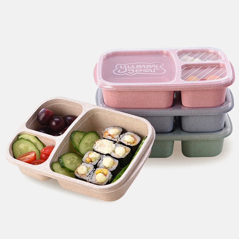 Milieuvriendelijke Tarwe Stro Bento Tiffin Doos Magnetron Kind Lunch Lekvrije Met Handvat Voor Kids School Voedsel Container Servies