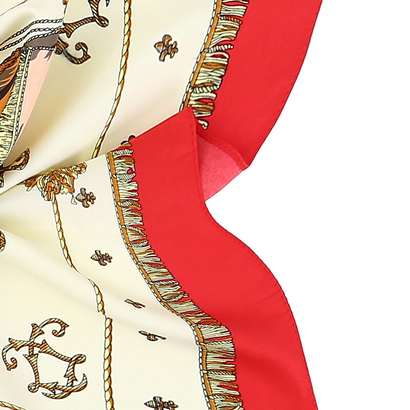 60x60 Shield warship Multipurpose women Silk twill scarf Satin square tie Hairband ladies foulard femme towel bufanda shawl