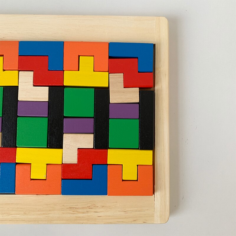 Gomma di Legno Tetris puzzle di Giocattolo per Bambini Gioco Da Tavolo in Legno Massello Blocchi di Costruzione di puzzle di Educazione Precoce 2-3-4 anni Vecchio Materiale