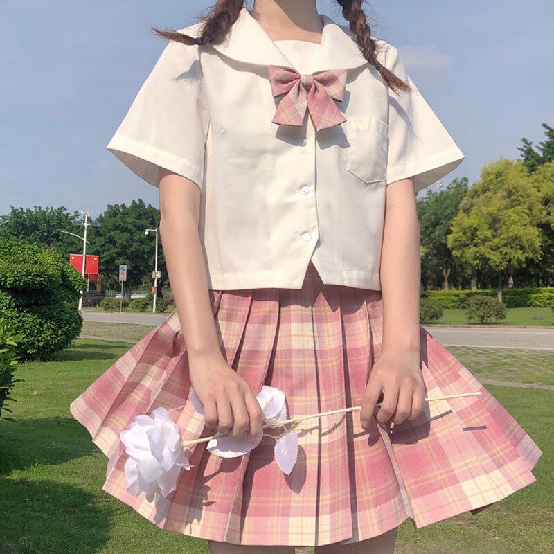 Japan KANTO KANSAI Neck Short Sleeve White Blouse Shirt For Girls Middle High School Uniforms School Dress Jk Uniform Top Summer