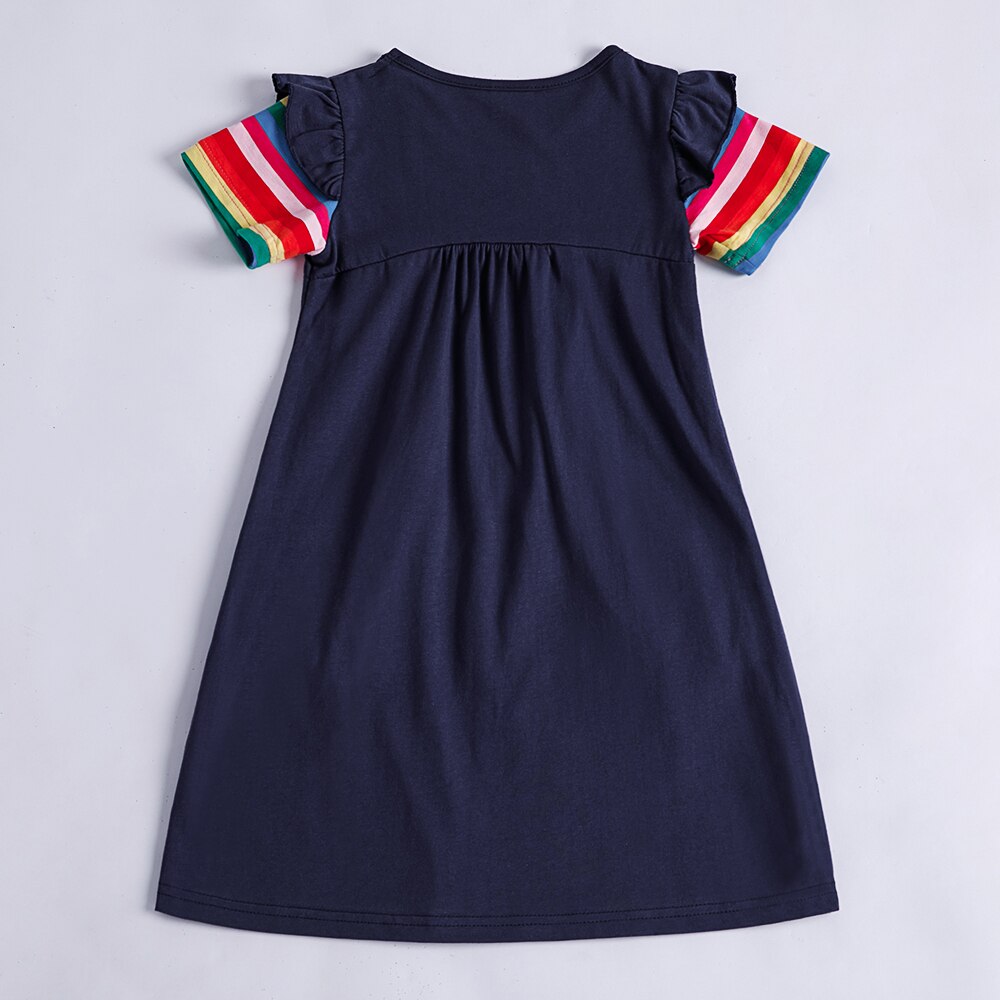 Jxs Nette Meisjes Korte Mouw Jurk Eenhoorn Bloem Borduren Zomer Casual Jurk