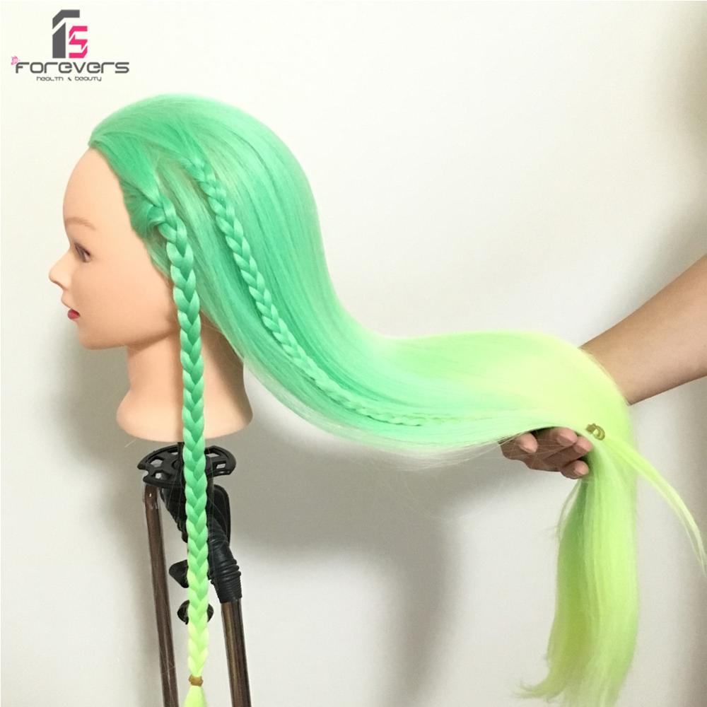 24" Hairdressing Mannequin Head Training Color Hair Styling Cosmetology Dark Green + Free Clamp