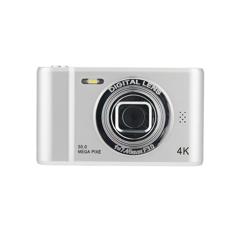 4K Digital Camera 50 Megapixels HD Photography Travel Selfie Camera 2.4 inch Screen Entry-Level Kids Campus Selfie Mini Camera: Silver