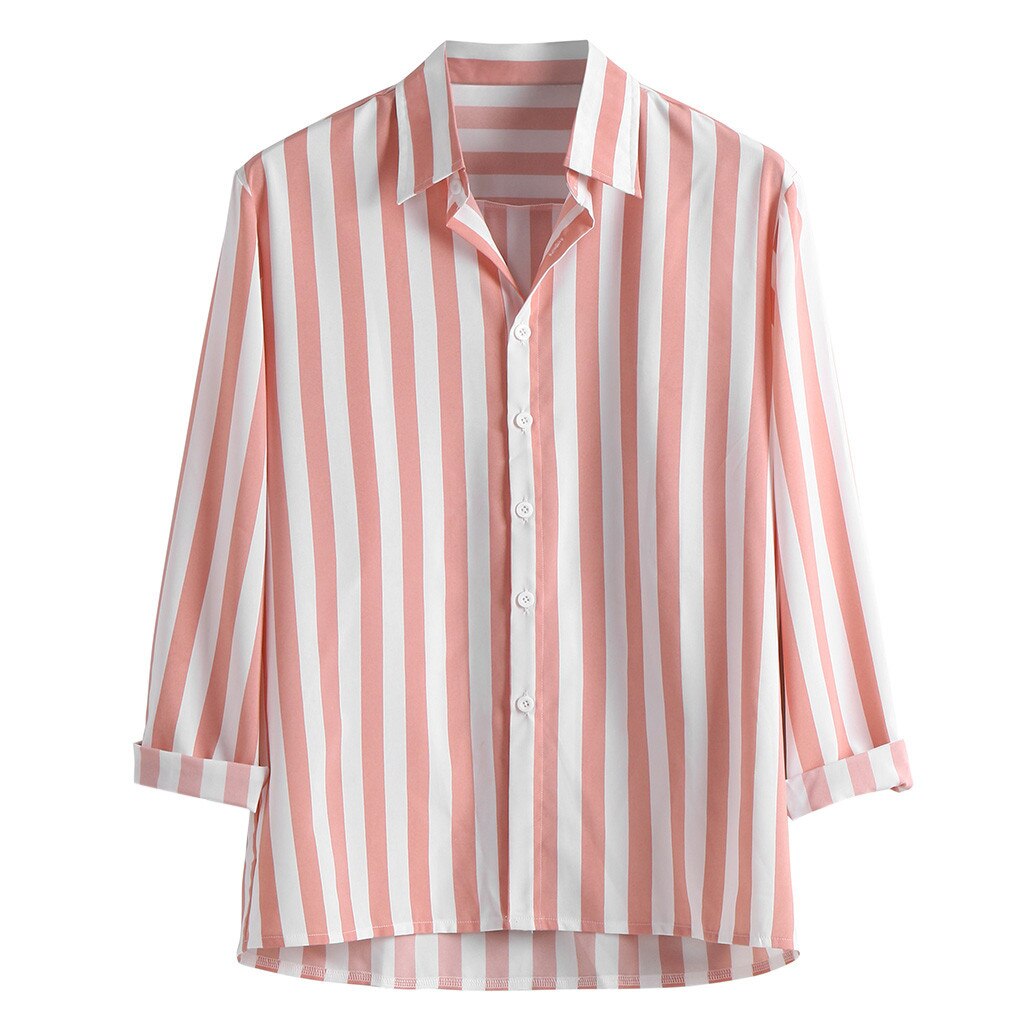 Camisas informales a rayas para hombre, ropa de calle, camisa negra de manga larga, de verano