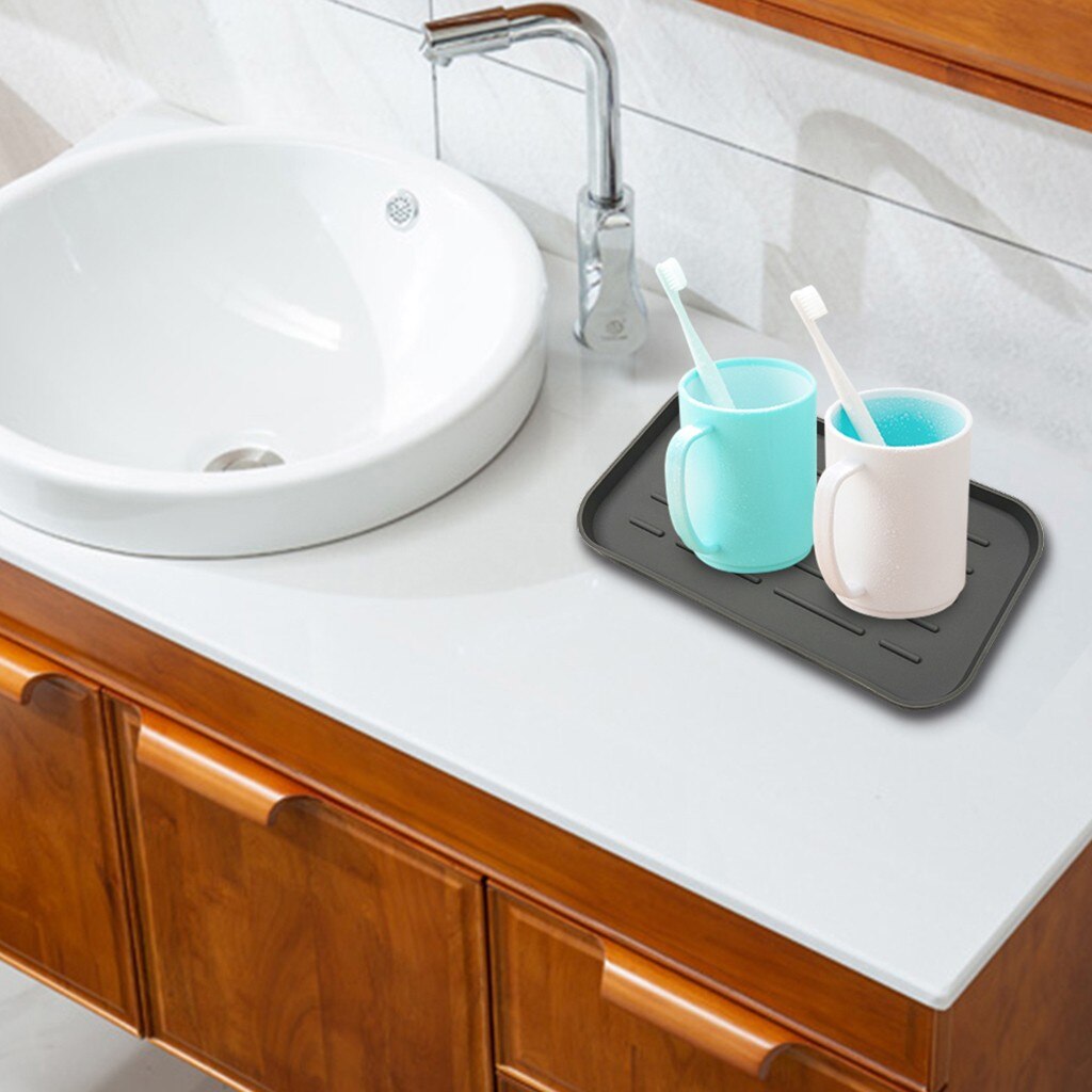 Bowl Plate Drain Tray Kitchen Sink Silicone Dish Thick Drying Mat Pad Multifunctional Organizador Cocina Sundries Storage Tray