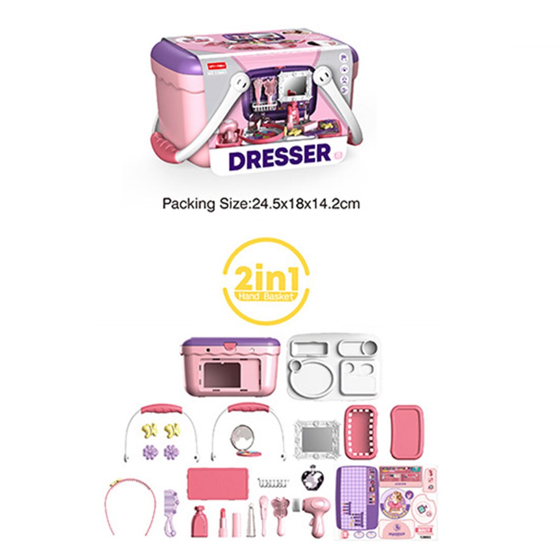 18Pcs Children Pretend Play Hand Basket Set Simulation Makeup Toy Brain-Training Toy For Children Educational Toys Birthday